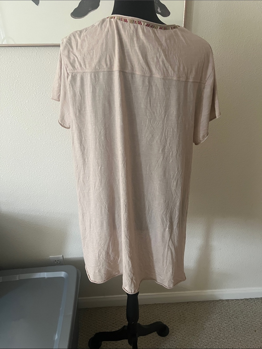 Johnny Was beige Embroidered Shirt tee tunic Sz XL - Picture 3 of 8